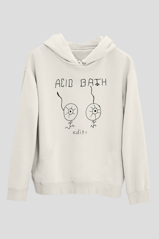 Acid Bath Baskılı Beyaz Unisex Kapüşonlu Sweatshirt