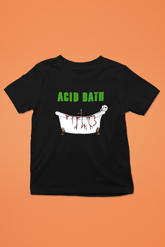 Acid Bath Baskılı Unisex Siyah Çocuk Tişört - Tshirt