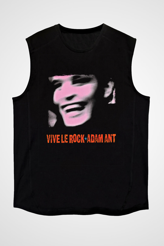 Adam Ant Baskılı Unisex Siyah Kolsuz Tişört