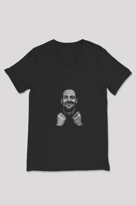Adam Beyer Baskılı Unisex Siyah V Yaka Tişört