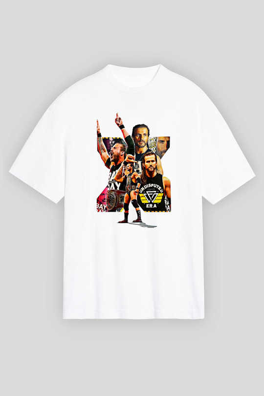 Adam Cole Baskılı Beyaz Unisex Oversize Tişört - Tshirt