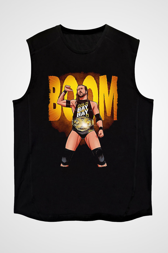 Adam Cole Baskılı Unisex Siyah Kolsuz Tişört - Tshirt