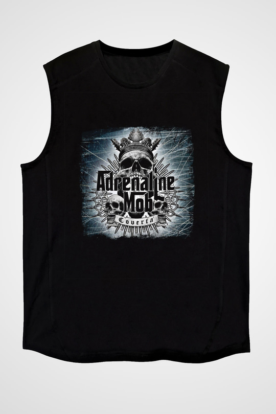 Adrenaline Mob Baskılı Unisex Siyah Kolsuz Tişört
