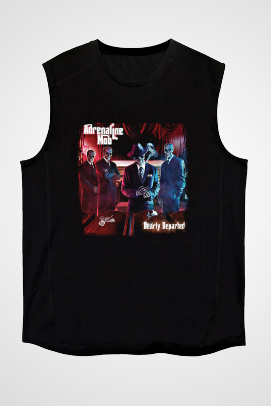 Adrenaline Mob Baskılı Unisex Siyah Kolsuz Tişört