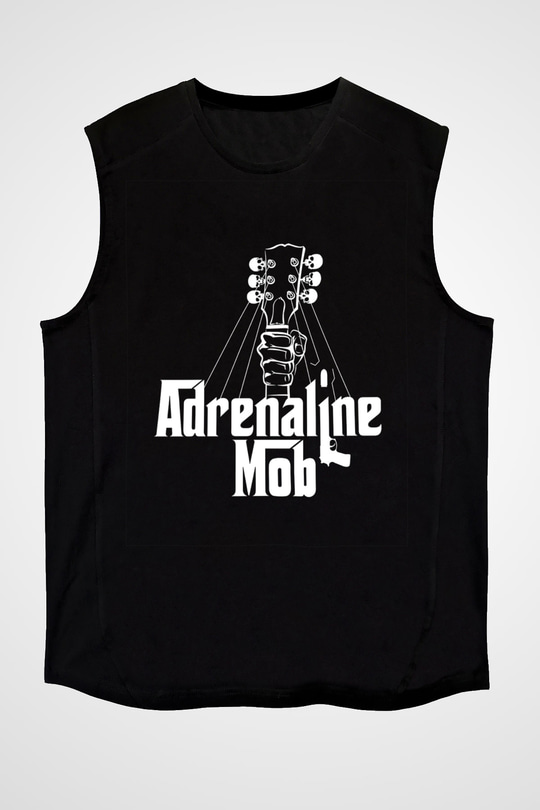 Adrenaline Mob Baskılı Unisex Siyah Kolsuz Tişört