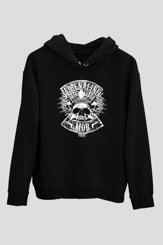 Adrenaline Mob Siyah Unisex Kapüşonlu Sweatshirt