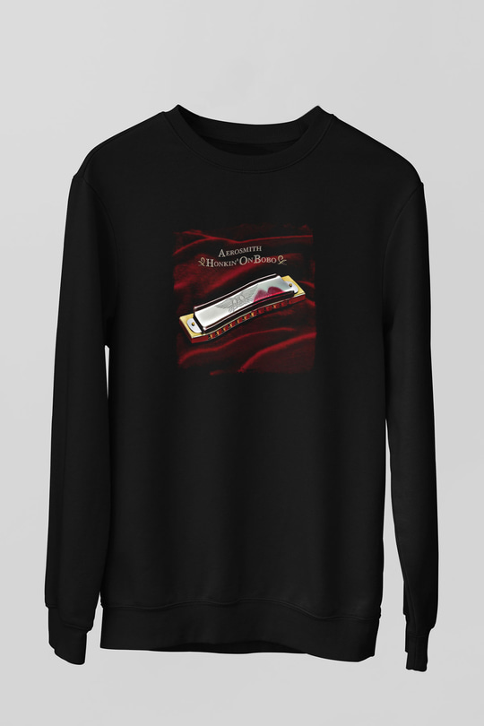 Aerosmith Baskılı Unisex Siyah Sweatshirt