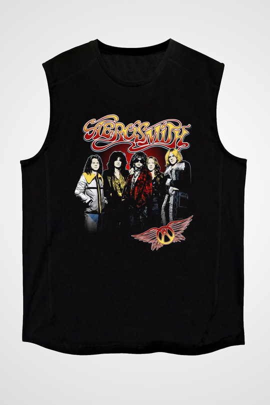 Aerosmith Siyah Unisex Kolsuz Tişört