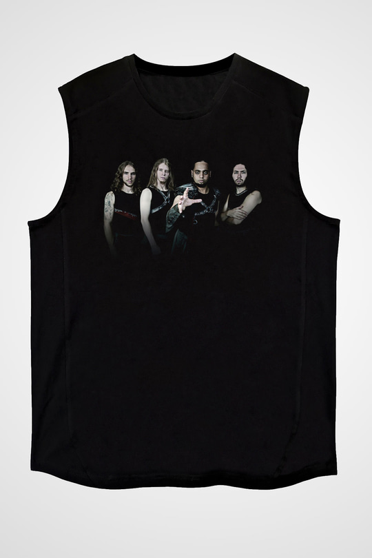 Aeternam Baskılı Unisex Siyah Kolsuz Tişört - Tshirt