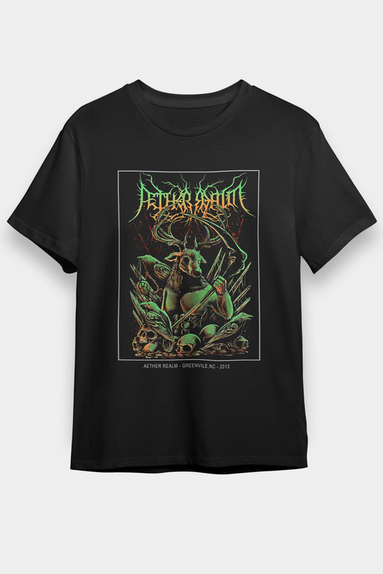 Aether Realm Baskılı Unisex Siyah Tişört - Tshirt