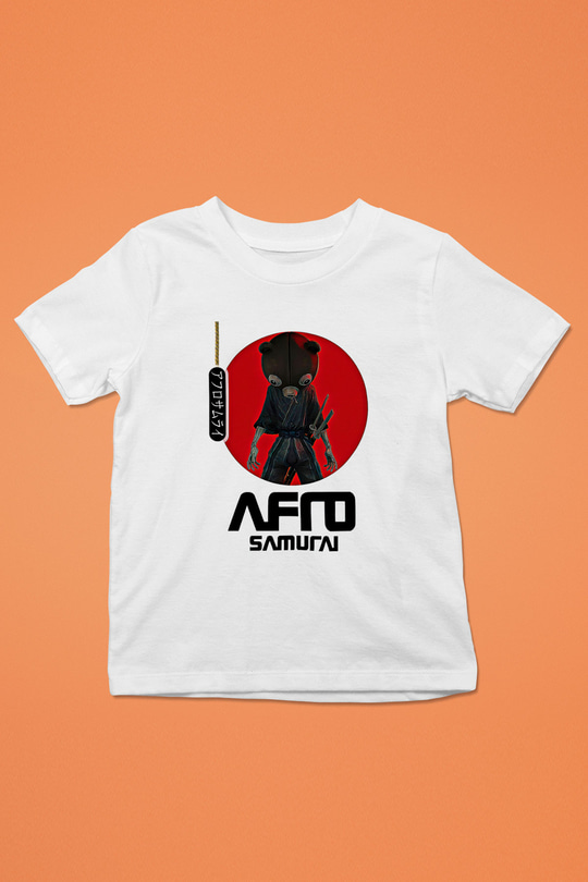 Afro Samurai Baskılı Beyaz Unisex Beyaz Çocuk Tişört - Tshirt
