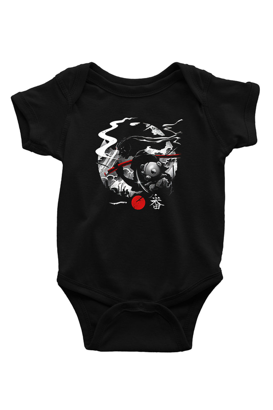 Afro Samurai Baskılı Unisex Siyah Bebek Body - Zıbın