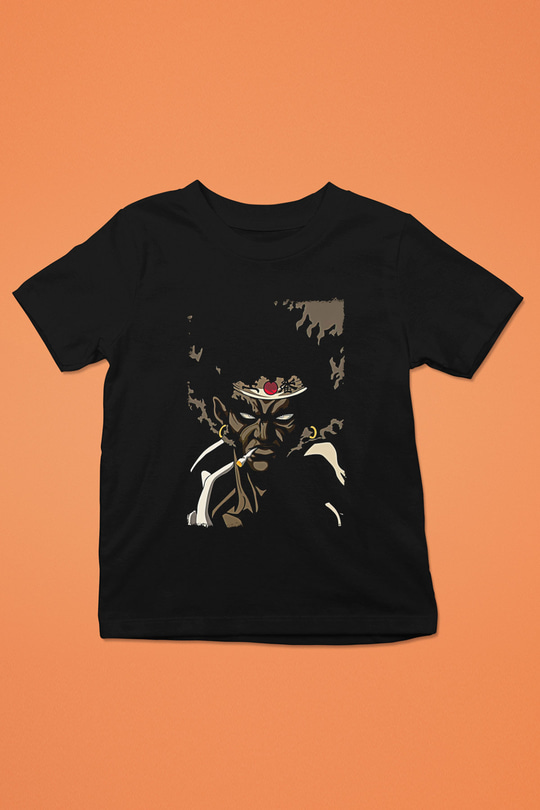 Afro Samurai Baskılı Unisex Siyah Çocuk Tişört - Tshirt