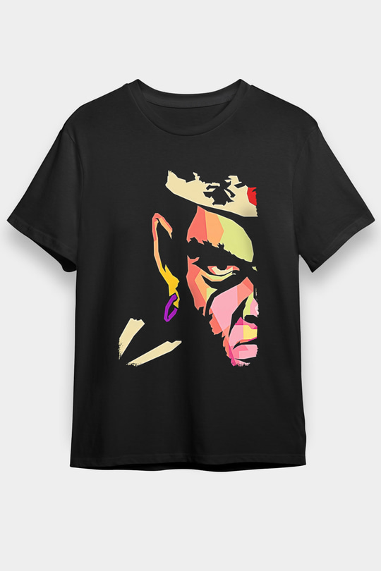Afro Samurai Baskılı Unisex Siyah Tişört - Tshirt
