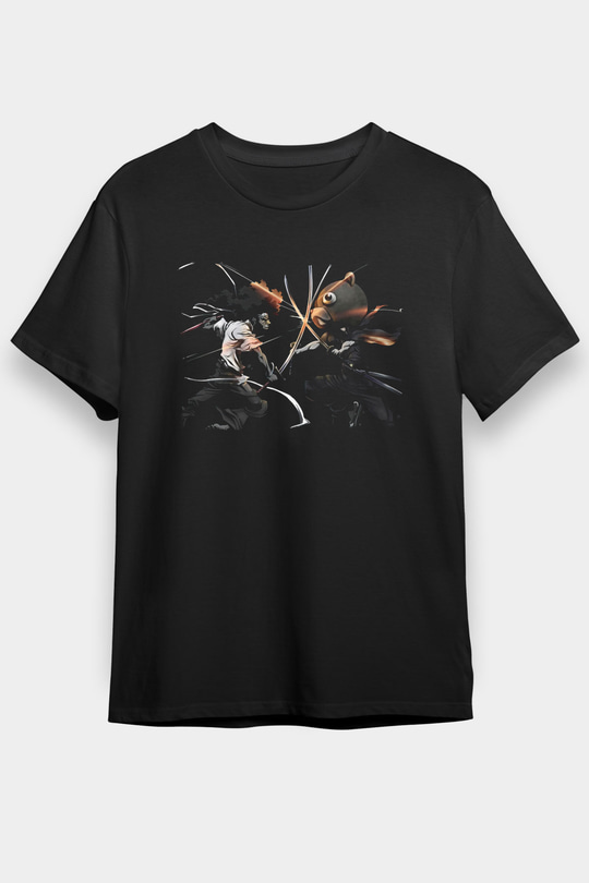 Afro Samurai Baskılı Unisex Siyah Tişört - Tshirt