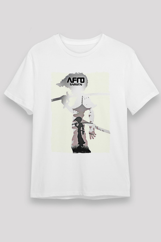 Afro Samurai Unisex Baskılı Beyaz Tişört - Tshirt