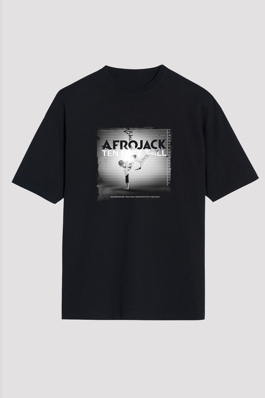 Afrojack Baskılı Unisex Oversize Siyah Tişört