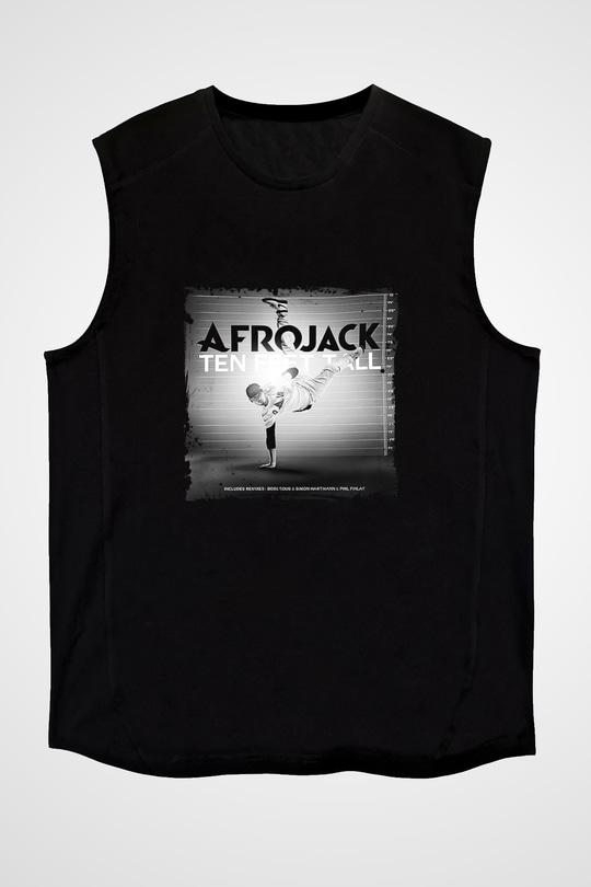 Afrojack Baskılı Unisex Siyah Kolsuz Tişört