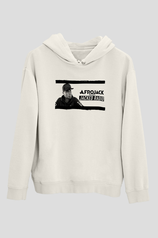 Afrojack Beyaz Unisex Kapüşonlu Sweatshirt