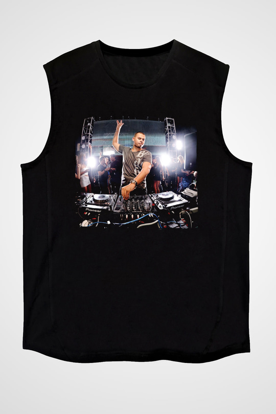 Afrojack Siyah Unisex Kolsuz Tişört