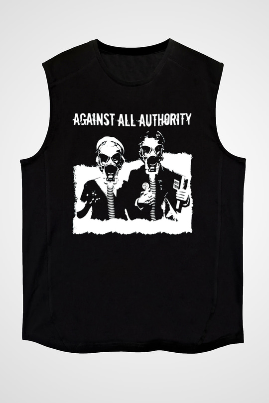 Against All Authority Siyah Unisex Kolsuz Tişört