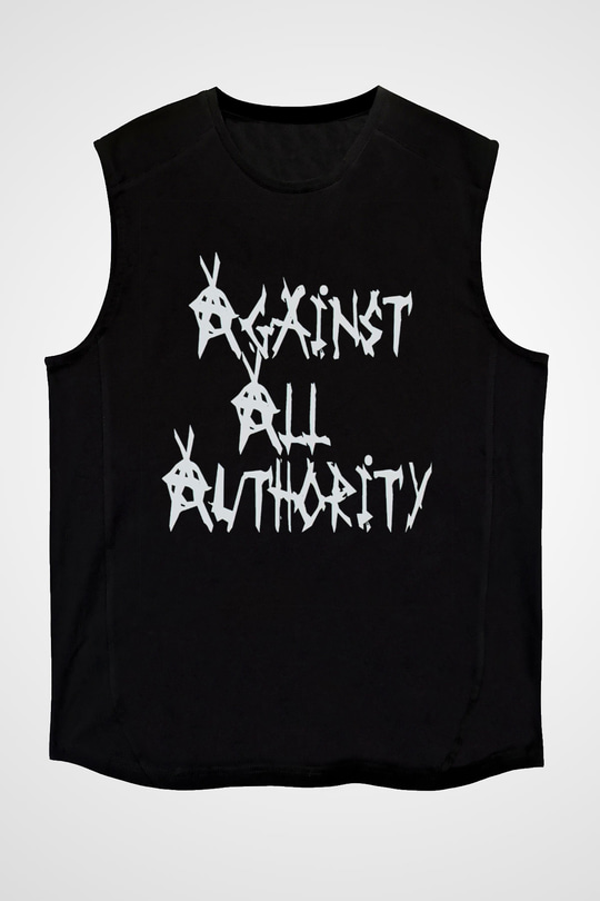 Against All Authority Siyah Unisex Kolsuz Tişört