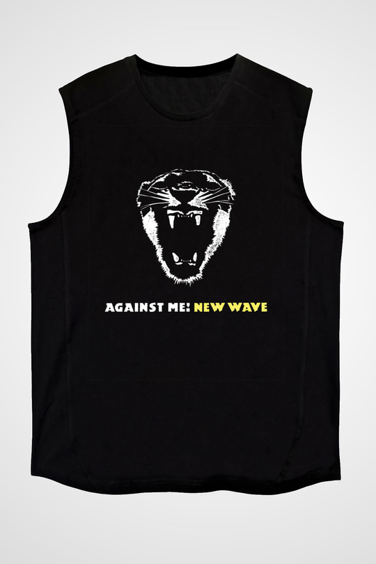 Against Me Baskılı Unisex Siyah Kolsuz Tişört