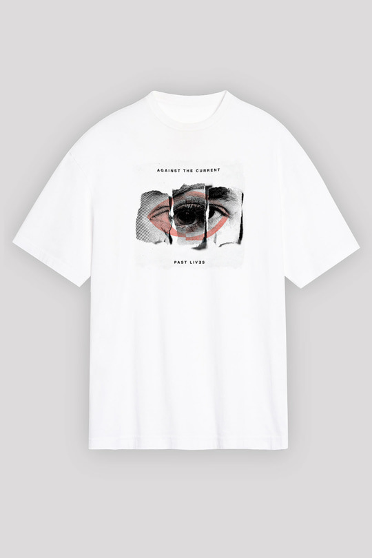 Against The Current Baskılı Unisex Beyaz Oversize Tişört