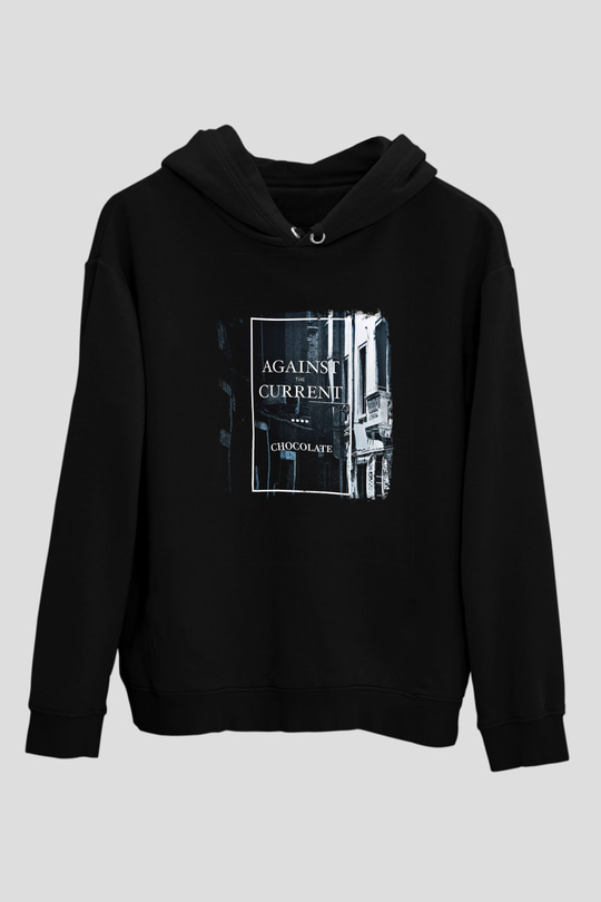 Against The Current Baskılı Unisex Siyah Hoodie