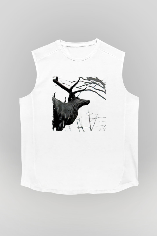 Agalloch Baskılı Beyaz Unisex Kolsuz Tişört - Tshirt