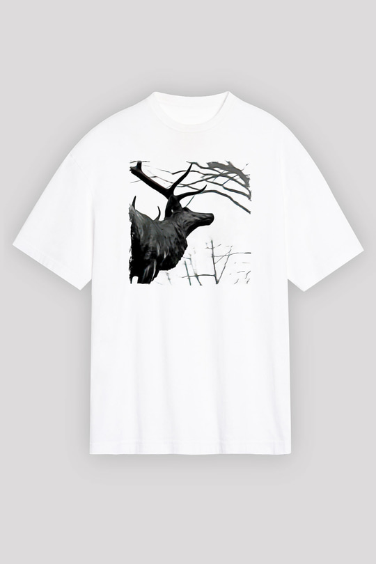Agalloch Baskılı Beyaz Unisex Oversize Tişört - Tshirt