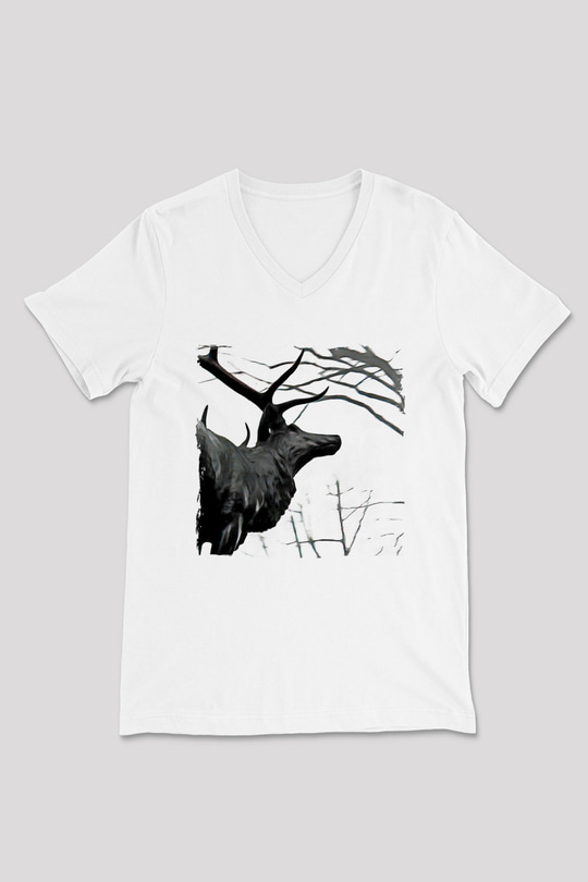 Agalloch Baskılı Beyaz Unisex V Yaka Tişört - Tshirt