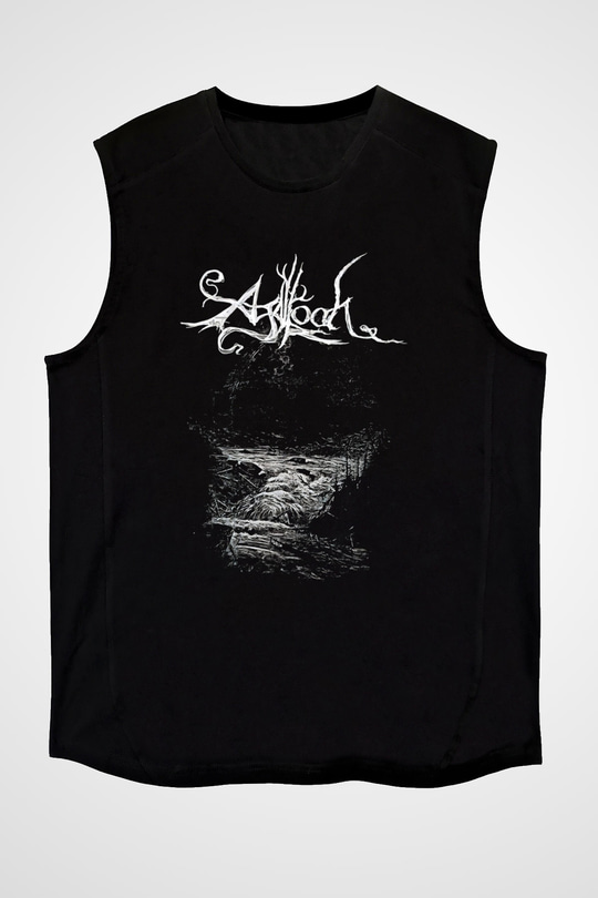 Agalloch Baskılı Unisex Siyah Kolsuz Tişört - Tshirt