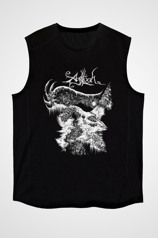 Agalloch Baskılı Unisex Siyah Kolsuz Tişört - Tshirt
