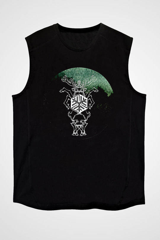 Agalloch Baskılı Unisex Siyah Kolsuz Tişört - Tshirt