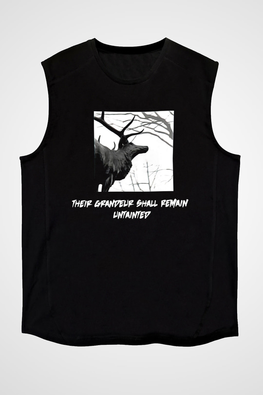 Agalloch Baskılı Unisex Siyah Kolsuz Tişört - Tshirt