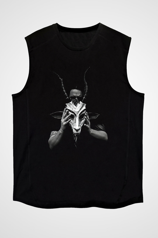 Agalloch Baskılı Unisex Siyah Kolsuz Tişört - Tshirt