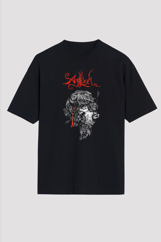 Agalloch Baskılı Unisex Siyah Oversize Tişört - Tshirt