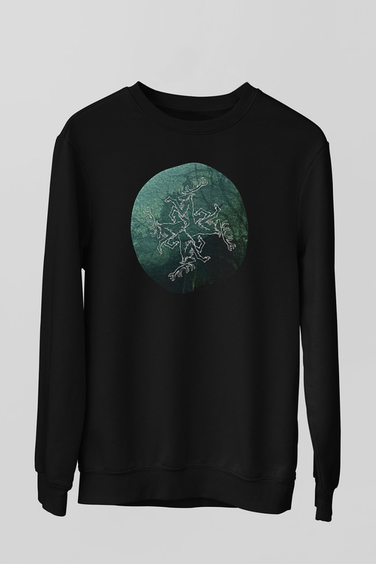 Agalloch Baskılı Unisex Siyah Sweatshirt