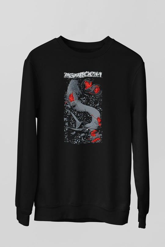 Agalloch Baskılı Unisex Siyah Sweatshirt