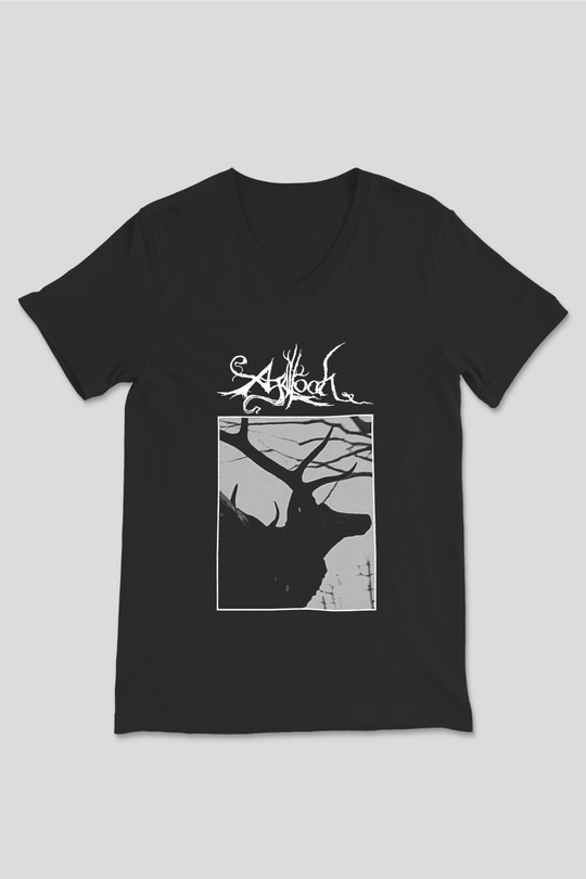 Agalloch Baskılı Unisex Siyah V Yaka Tişört - Tshirt