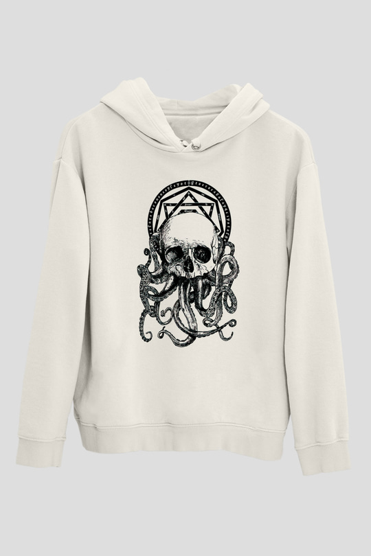 Ahtapot KurukafaBeyaz  Unisex Hoodie