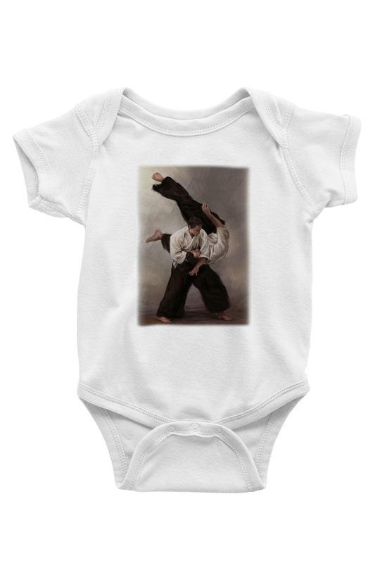 Aikido BaskılıBeyaz Tshirt Bebek Body - Zıbın