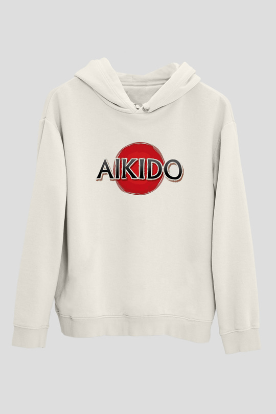 Aikido Beyaz Unisex Kapüşonlu Sweatshirt