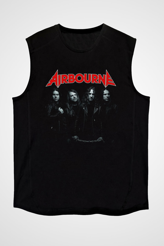 Airbourne Siyah Unisex Kolsuz Tişört