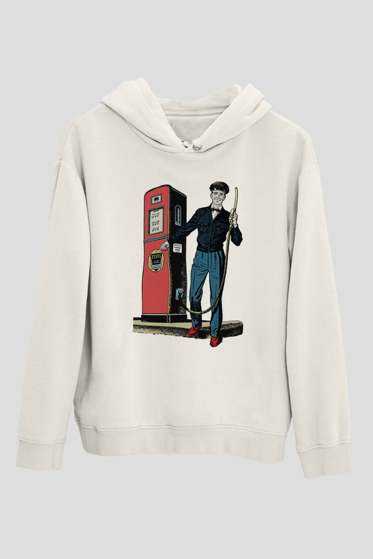 Akaryakıt Beyaz Unisex Kapüşonlu Sweatshirt