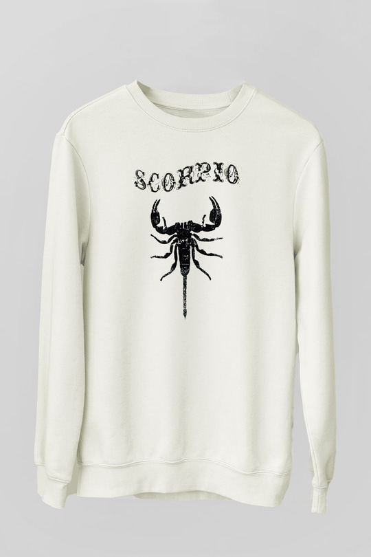 Akrep Burcu Baskılı Beyaz Unisex Sweatshirt