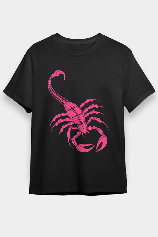 Akrep Burcu Baskılı Unisex Siyah Tişört - Tshirt