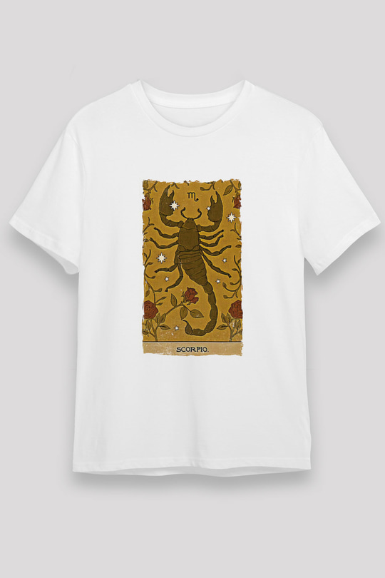 Akrep Burcu Unisex Baskılı Beyaz Tişört - Tshirt