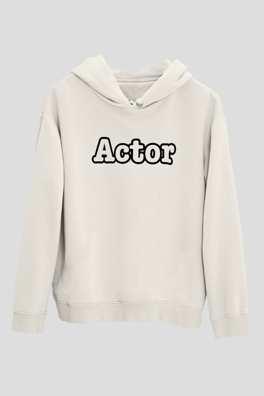 Aktör Beyaz Unisex Kapüşonlu Sweatshirt